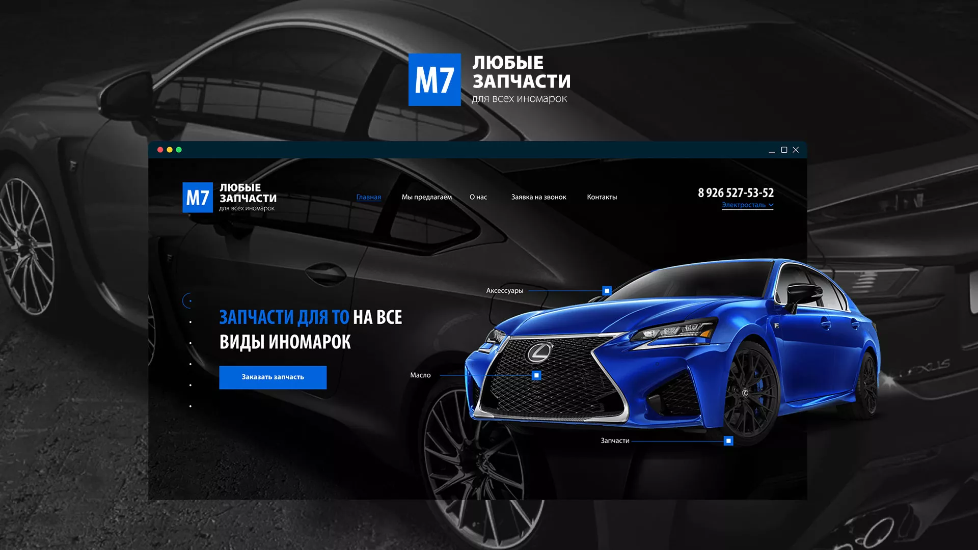 Разработка сайта магазина автозапчастей «М7» в Зубцове