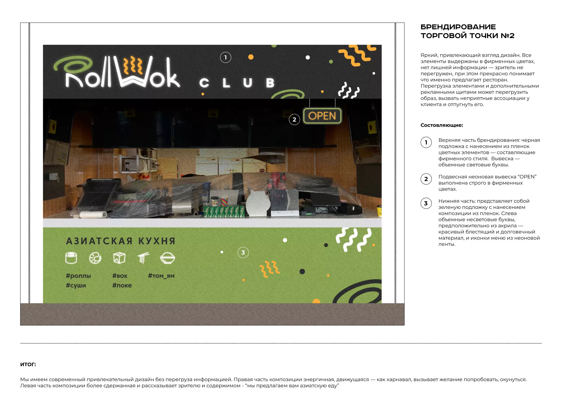 Брендирование торговых точек суши-бара «Roll Wok Club» в Зубцове